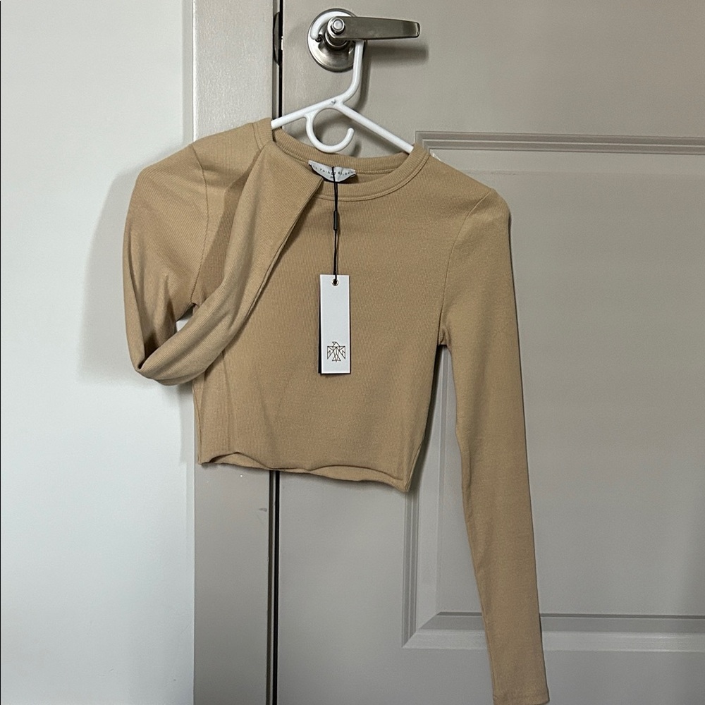All Things Golden - Tan Long Sleeve Crop Top